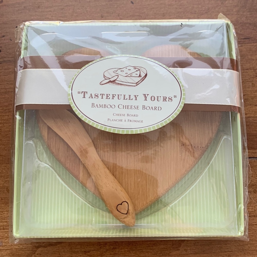 Kate Aspen Tastefully Yours Heart Shaped Mini Bamboo Cheese Charcuterie Board